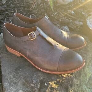 Kork-Ease Brown Leather Flats with Buckle